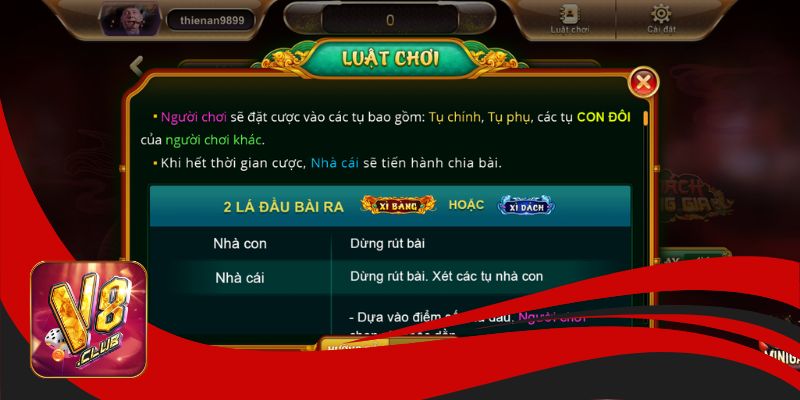 Luật chơi Xì dách V8club mà người chơi cần nắm được