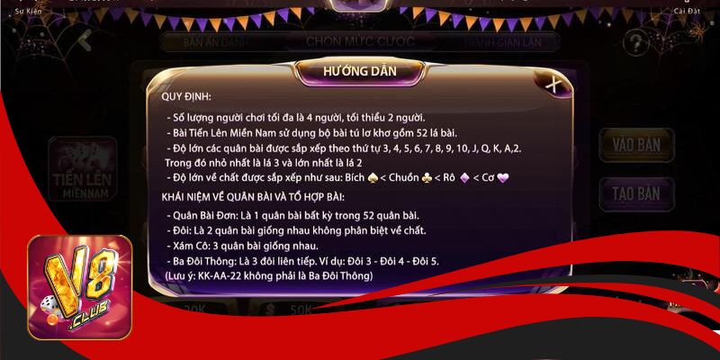 Người chơi cần nắm rõ luật chơi Tiến lên đếm lá V8Club chi tiết