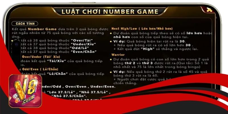 Luật chơi Number Game V8club chuẩn nhất