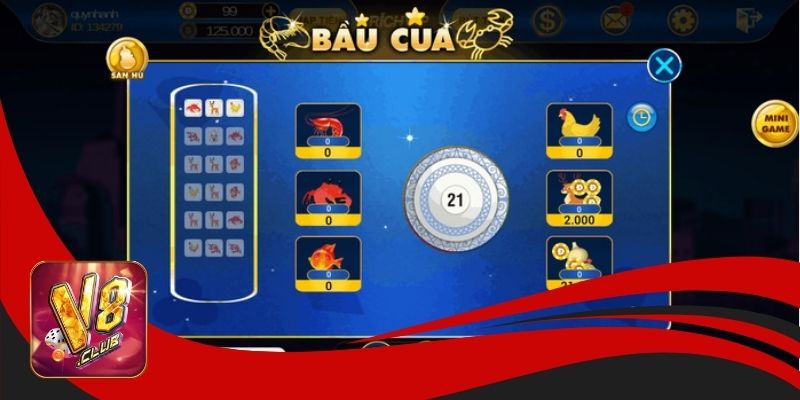 Bầu cua mini là siêu phẩm game ấn tượng của V8CLUB